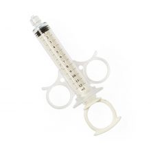 Angiographic High-Pressure Control Syringe with Thumb-Ring Plunger and Finger Ring, Fixed Male Luer Lock, 0.5 mL Reservoir, 12 mL